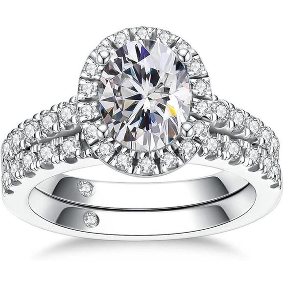 Moissanite Engagement Ring Oval Cut GRA Certified Wedding Brilliant 18K Size 5.5 - Picture 13 of 15